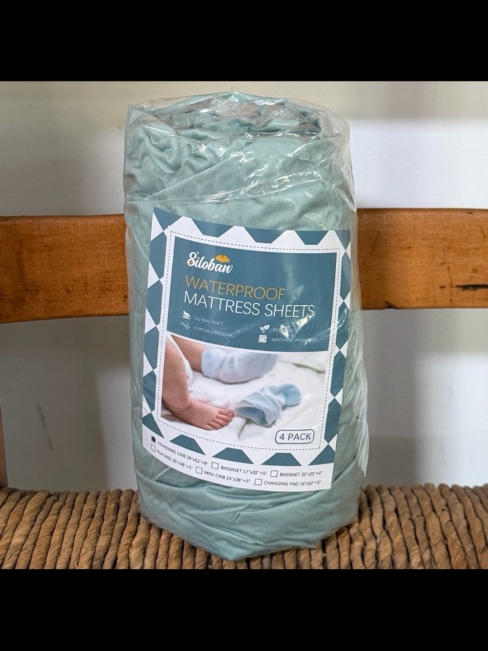 New Biloban 2-pack Green Waterproof Fitted Crib Sheets